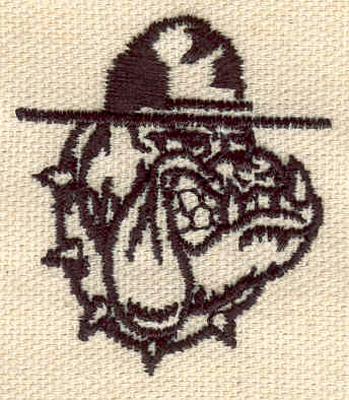 Embroidery Design: Bulldog with hat 1.54w X 1.79h