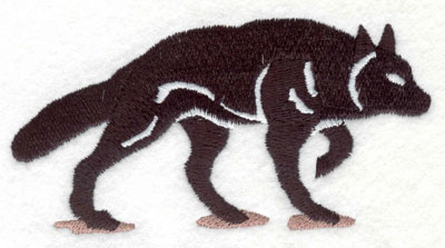 Embroidery Design: Wolf on the prowl large 4.26"w X 2.28"h