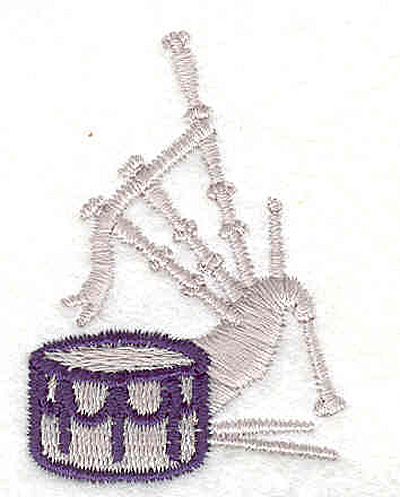 Embroidery Design: Drum and Bagpipe 2.00" X 1.39"