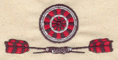 Embroidery Design: Darts and dartboard 3.50w X 2.24h