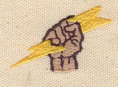 Embroidery Design: Hand with electric bolt 1.73w X 1.15h