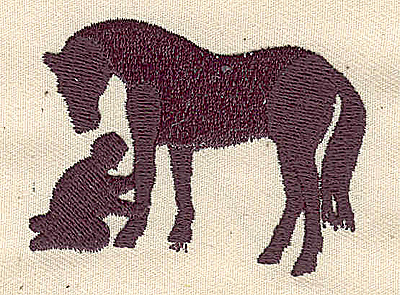 Embroidery Design: Horse with vet1.68in. H x 2.31in. W