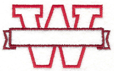 Embroidery Design: W Banner2.04" x 3.46"