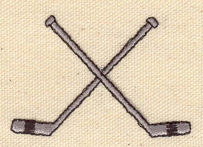 Embroidery Design: Crossed hockey sticks  2.38w X 1.62h