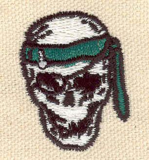 Embroidery Design: Pirate skull 1.12w X 1.45h