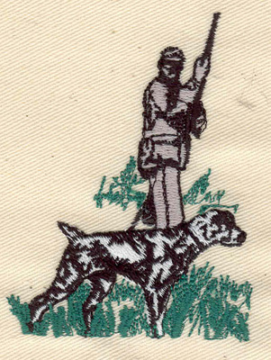 Embroidery Design: Hunter with dog 2.35w X 3.15h