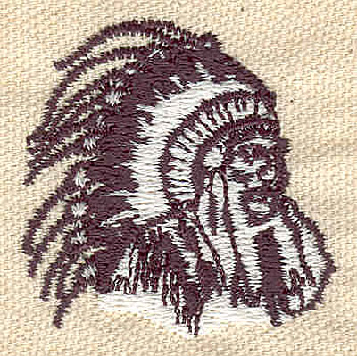 Embroidery Design: Indian chief 1.56w X 1.57h