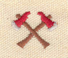 Embroidery Design: Crossed axes mini 0.76w X 0.92h