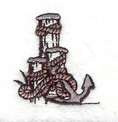 Embroidery Design: Anchor with rope on post 1.46"w X 1.39"h
