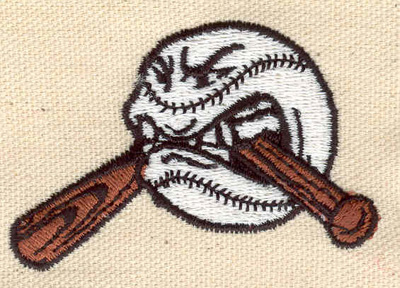 Embroidery Design: Ball with broken bat 1.78w X 2.16h