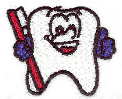 Embroidery Design: Tooth with brush 2.50"w X 2.00"h