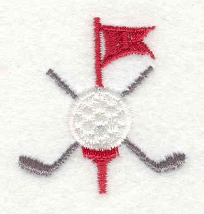 Embroidery Design: Ball tee and clubs 1.50"w X 1.50"h