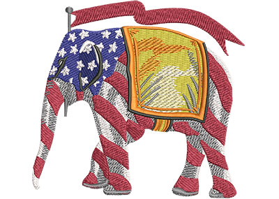 Embroidery Design: Republican Elephant Stripes Lg 4.50w X 4.18h