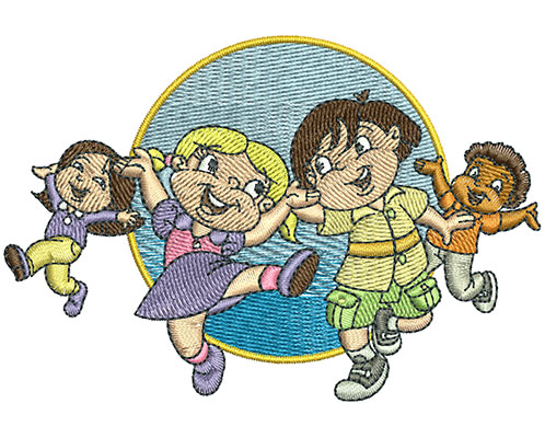 Embroidery Design: Kids Dancing Lg 4.00w X 2.73h