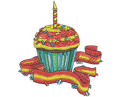 Embroidery Design: Birthday Cupcake Lg3.50 in x3.05 in