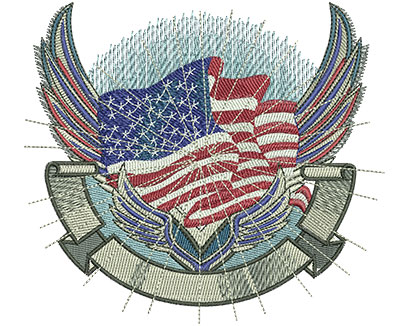 Embroidery Design: Flag Crest Lg 4.94w X 4.47h