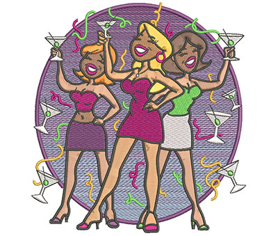 Embroidery Design: Party Girls Lg  5.90w X 5.93h