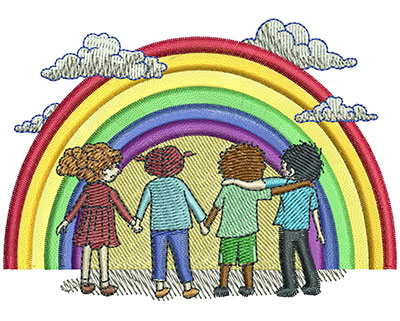 Embroidery Design: Rainbow Kids Lg 4.00w X 2.87h