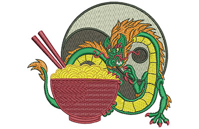 Embroidery Design: Dragon And Noodles Lg 4.49w X 3.92h