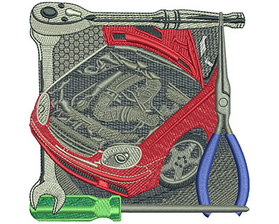 Embroidery Design: Under The Hood Lg 4.52w X 4.50h