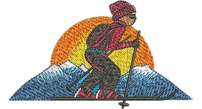 Embroidery Design: Cross Country Skiing Lg 3.50w X 2.07h