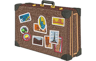 Embroidery Design: Around The World Suitcase Lg 4.89w X 4.49h