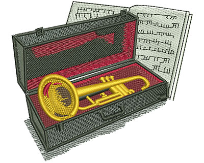 Embroidery Design: Trumpet And Case Lg 3.76w X 3.34h