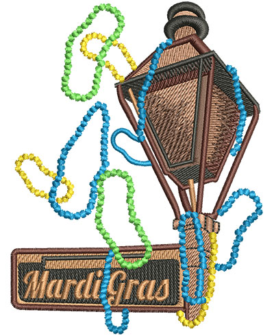 Embroidery Design: Mardi Gras Lamp Post Lg3.42w x 4.52h