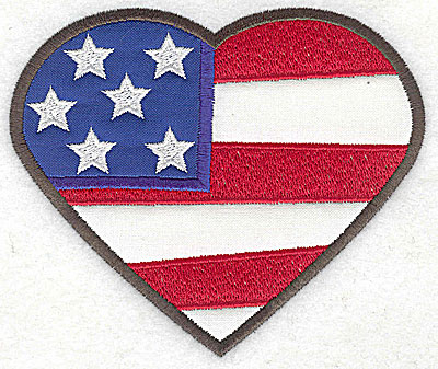 Embroidery Design: Heart shaped flag double applique 4.75w X 4.04h