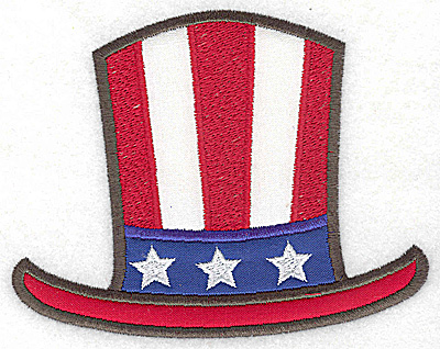 Embroidery Design: Uncle Sam's top hat triple applique 5.20w X 4.11h