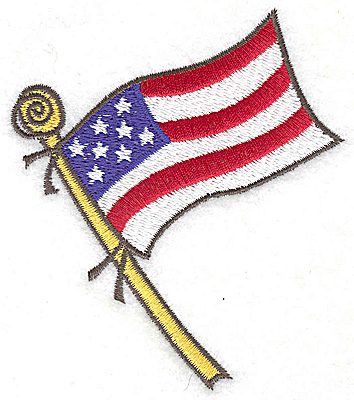 Embroidery Design: American Flag waving 3.33w X 3.82h