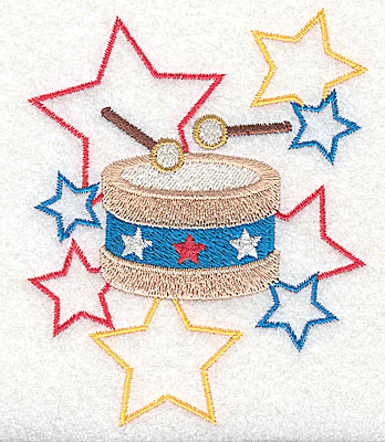 Embroidery Design: Drum and stars design 3.14w X 3.86h