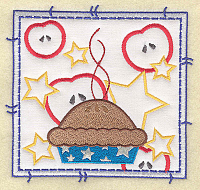 Embroidery Design: American apple pie applique large 4.96w X 4.76h