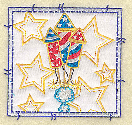 Embroidery Design: Rockets and stars applique large 4.96w X 4.76h