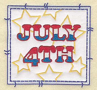 Embroidery Design: July 4th applique large 4.96w X 4.76h