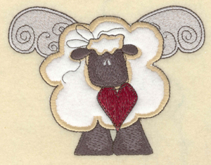 Embroidery Design: Sheep with wings applique5.51" X 4.20"h