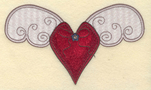 Embroidery Design: Heart with applique wings6.84"w X 3.97"h