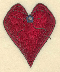 Embroidery Design: Heart with button and string3.06"w X 3.82"h