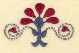 Embroidery Design: Flower with heart and swirl cross stitch4.10"w X 2.56"h