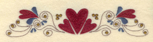 Embroidery Design: Single row hearts and swirls6.75"w X 1.46"
