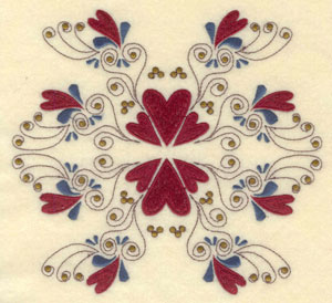 Embroidery Design: Large hearts and swirls 6.75"w X 6.25"h