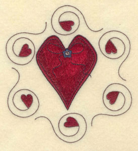Embroidery Design: Large heart with circle of hearts5.11"w X 5.68"h