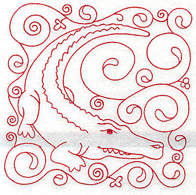 Embroidery Design: Crocodile large 5.98w X 6.00h