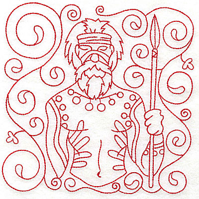 Embroidery Design: Aboriginal Tribesman large 5.97w X 6.00h