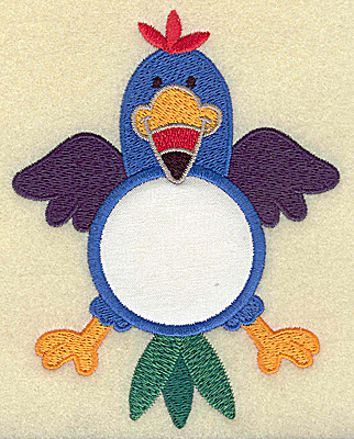 Embroidery Design: Bird with circle applique 3.86w X 4.94h