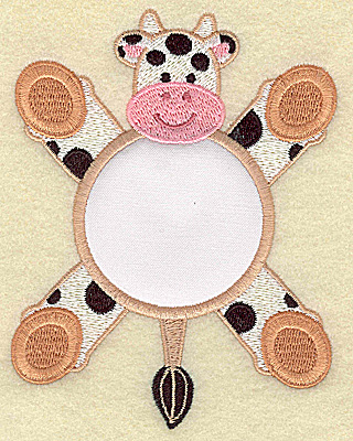 Embroidery Design: Cow with circle applique 3.81w X 4.94h