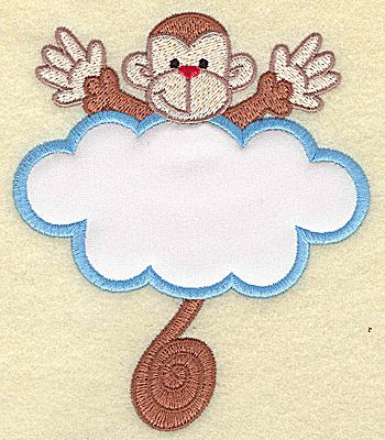 Embroidery Design: Monkey with cloud applique large 4.17w X 4.92h