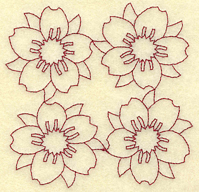 Embroidery Design: Cherry blossom four redwork