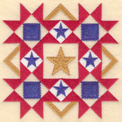 Embroidery Design: Five star diamond with blue applique lg6.00w X 6.00h