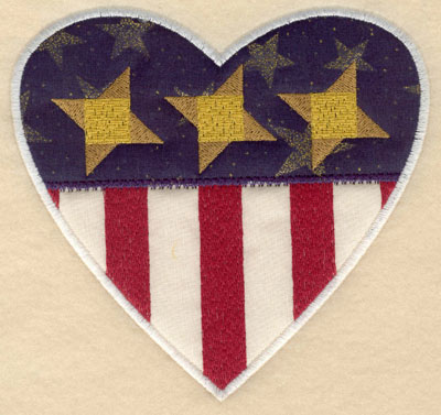 Embroidery Design: Heart shaped stars and stripes appliques lg6.00w X 5.72h